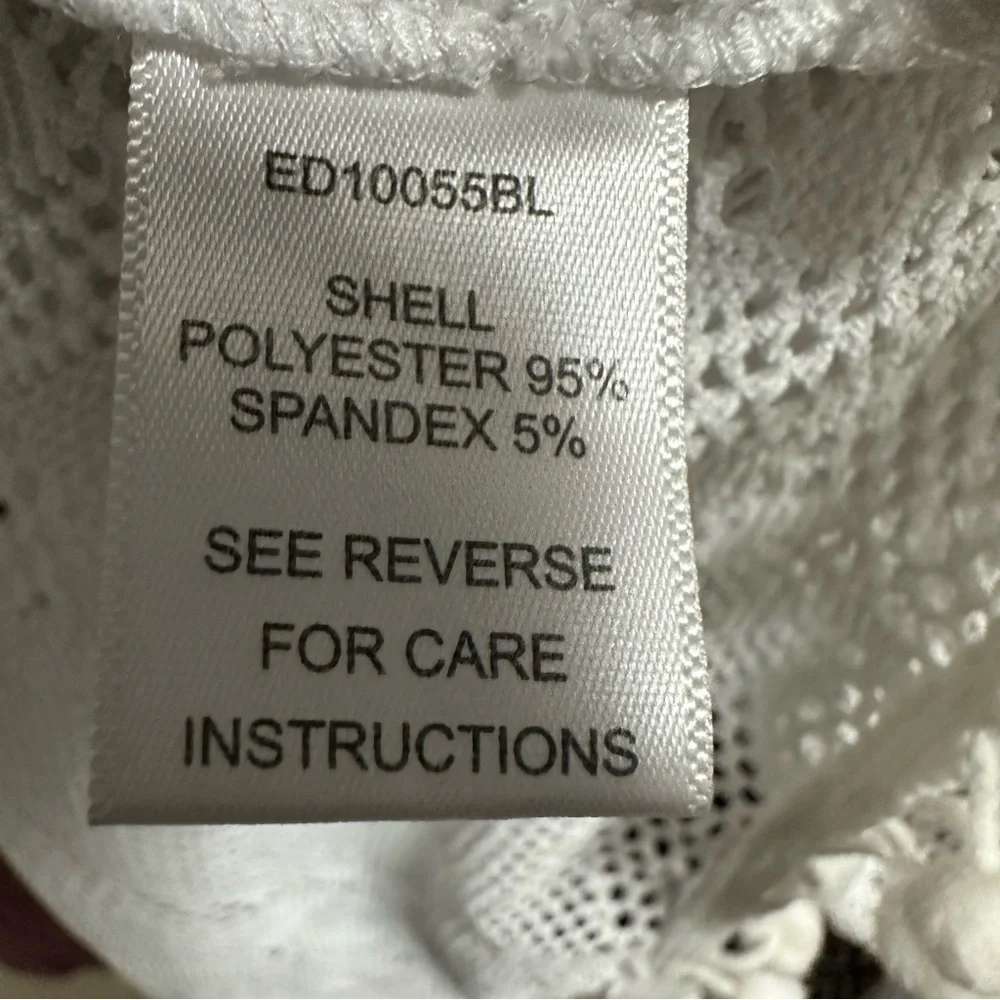 En Creme Womens Lace Swim Coverup Dress Sz Large White Bobble Trim